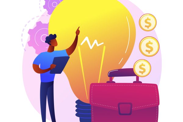 Launching startup project. Innovative ideas, creative businessman, profitable company. Top manager, successful entrepreneur offering business plan. Vector isolated concept metaphor illustration